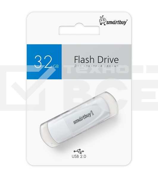 Флешка USB Smartbuy R/W Scout белый (SB032Gb2SCW), 32Gb,