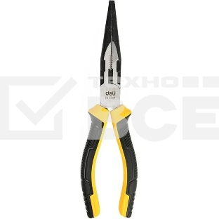 Удлиненные плоскогубцы Deli DL0102 200 мм, двухкомпонентная прорезиненная рукоять