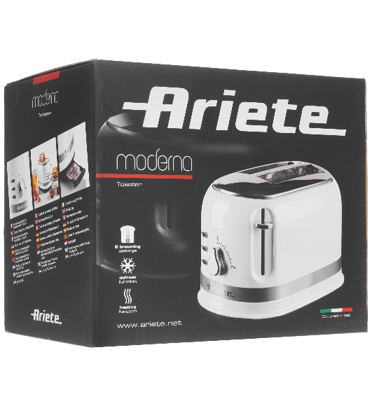 Тостер Ariete Moderna белый, 800 Вт, 2 слота