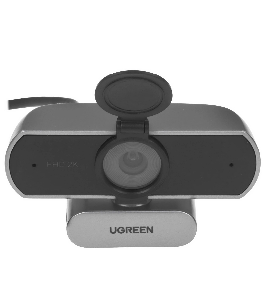 Веб-камера UGREEN CM717 2560x1440, 30 кадр/с, USB, микрофон (2 шт, шумоподавление), автофокус, универсальное крепление, серый