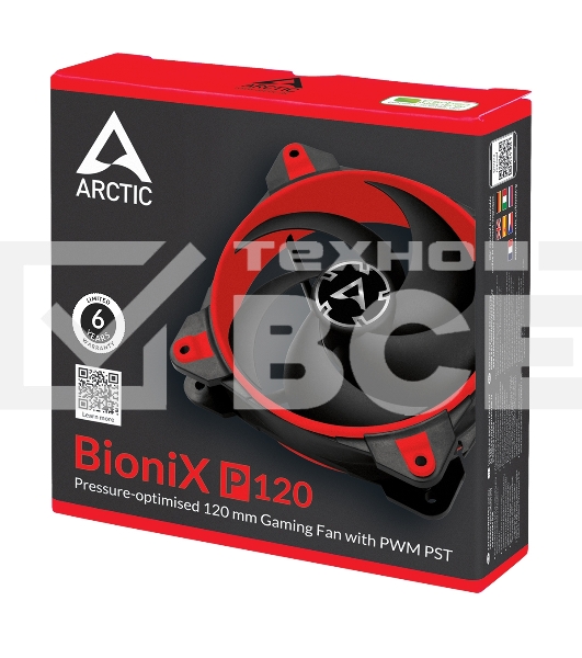 Вентилятор для корпуса Arctic BioniX P120 черный/красный, 120 мм, 2100 об/мин, 24 дБ, 4 pin