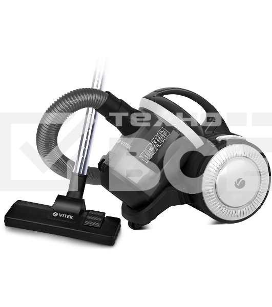 Пылесос Vitek 8142-VT-01 черный/белый, 200/1500 Вт, уборка сухая, пылесборник циклонный фильтр, 1.8 л