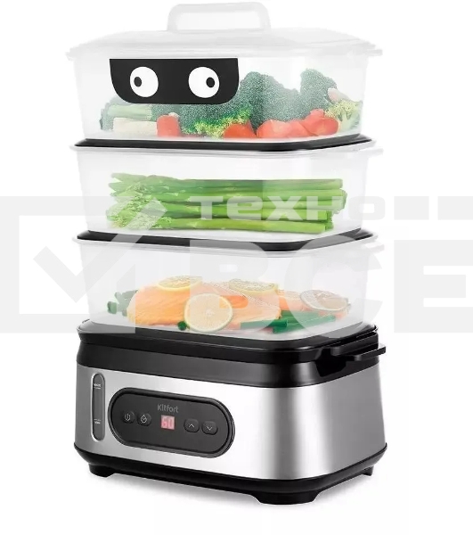 Пароварка электрическая Kitfort КТ-4082 3ярус. 800Вт серебристый