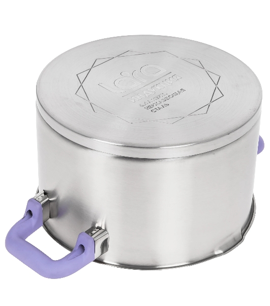 Кастрюля LARA LR02-255 Лаванда 6,4 л, 24 см, нержавеющая сталь, с крышкой