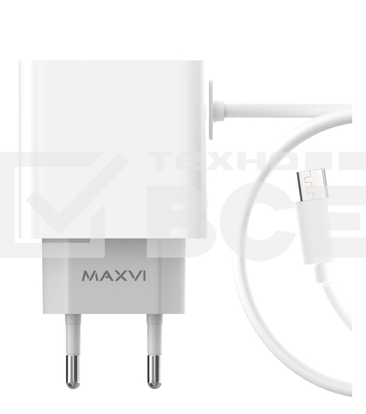 Сетевое зарядное устройство Maxvi CHL-240M 2.4A, with microUSB cable, белый