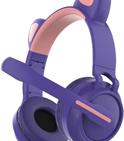 Гарнитура QUMO Game Cat фиолетовый, проводная, USB, подсветка