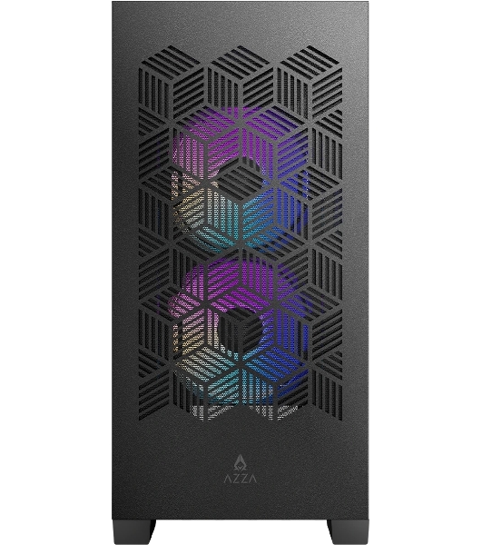 Корпус AZZA Aerohex-M Black, Mini-Tower, чёрный, 3 x 120 мм