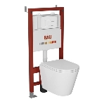 Комплект BAU 6 в 1: инсталляция BAU PRO, унитаз подвесной торнадо Bau Nimb Hurricane-2, сиденье дюропласт микролифт, кнопка смыва BAU Soul, белая, фото 1