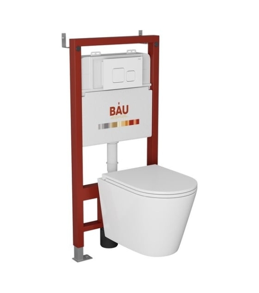 Комплект BAU 6 в 1: инсталляция BAU PRO, унитаз подвесной торнадо Bau Nimb Hurricane-2, сиденье дюропласт микролифт, кнопка смыва BAU Soul, белая