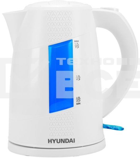 Чайник электрический Hyundai HYK-P2407 1.7л. 2200Вт белый/голубой (корпус: пластик)