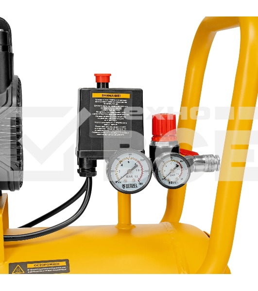 Компрессор безмасляный малошумный Denzel DLP-1500/50, 1,5 кВт, 50 л, 2850 об/мин, 250 л/мин