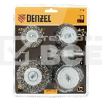 Набор щеток для дрели Denzel 2 Плоские 50-75 мм, 3 Чашки 25-50-75 мм, шпилька, нерж.вит. проволока, фото2