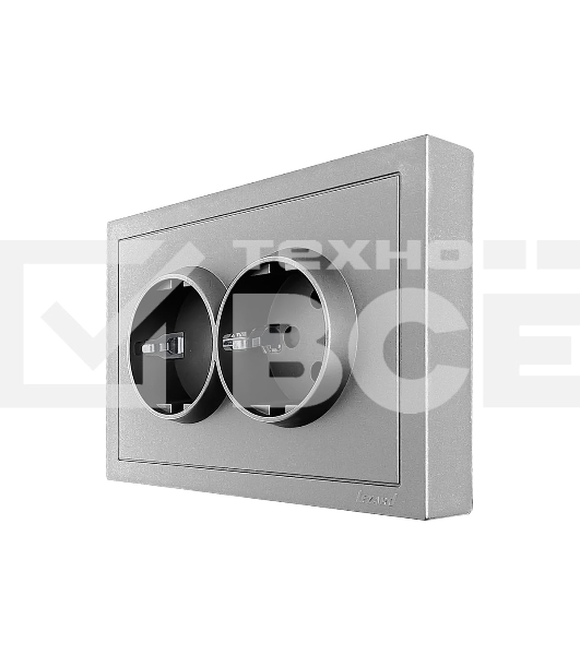 Розетка 2-мест. б/з СП ZIMA IP20 16А ПБТ безвинт. зажим серый матовый LEZARD 704-7400-128BQC