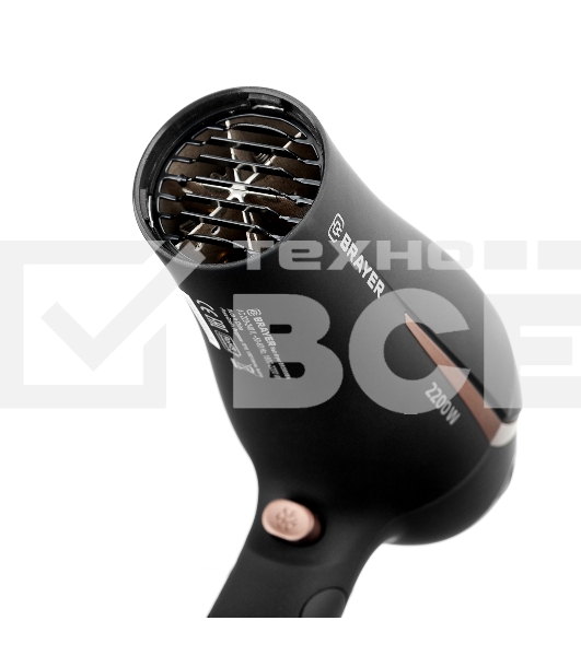 Фен BRAYER BR3000BN черный/розовое золото, 2200 Вт, компактный
