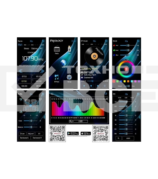 Автомагнитола Prology MPR-100, 2 DIN, Bluetooth, USB Type-A, AUX, пульт ДУ