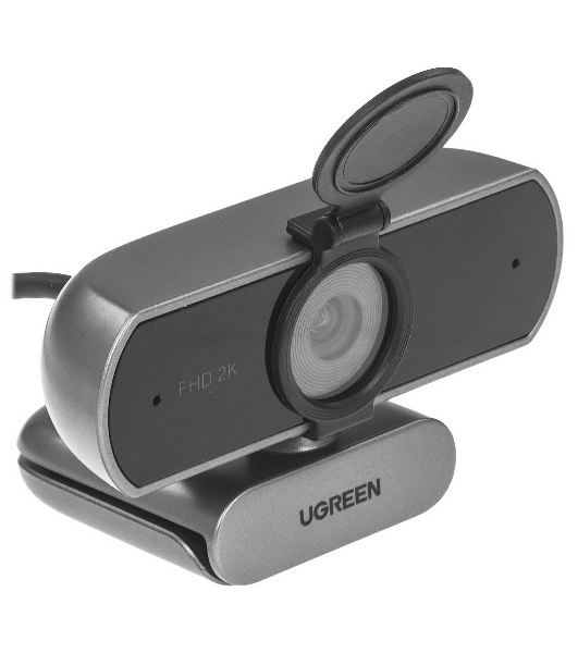 Веб-камера UGREEN CM717 2560x1440, 30 кадр/с, USB, микрофон (2 шт, шумоподавление), автофокус, универсальное крепление, серый