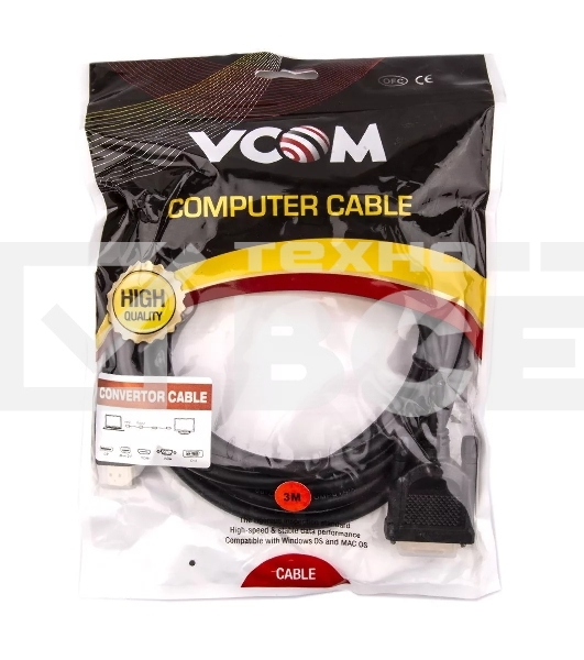Кабель HDMI AM/DVI(24+1)M, 3м, CU, 1080P@60Hz, 2F, VCOM <CG484GD-3M>