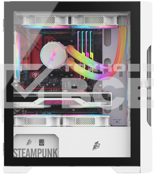 Компьютерный корпус 1STPLAYER TRILOBITE T3 White / mATX, TG / 4x 120mm LED fans inc. / T3-WH-4F1-W