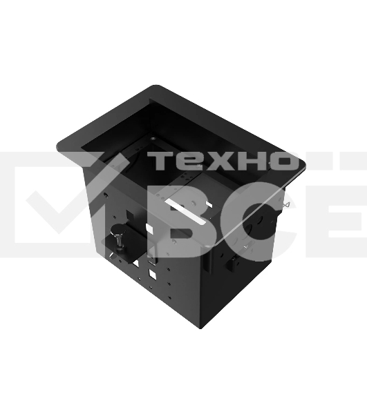 Прямоугольный металлический корпус Wize Pro [WRTS-06BOX-B] для модульной системы врезного лючка в стол с убирающейся крышкой для установки до 6 модулей-вставок, преустановленная рамка, черный
