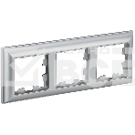 Рамка 3-местная IEK BRITE РУ-3-Бр DECOR 3D-форма алюминий/алюминий, фото 1