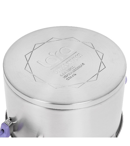 Кастрюля LARA LR02-255 Лаванда 6,4 л, 24 см, нержавеющая сталь, с крышкой