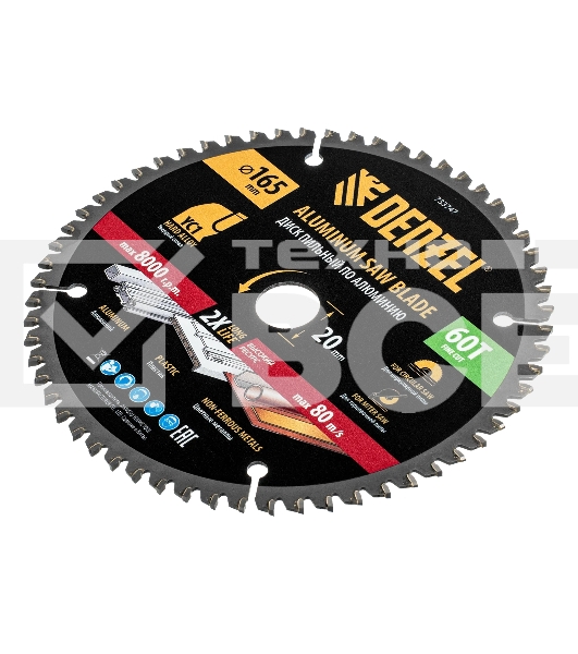 Пильный диск по алюминию Denzel ф165 х 20 мм, 60 зубьев 733747