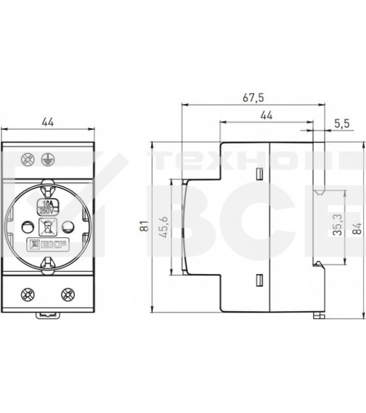 Розетка РДЕ-47 16А (под евро вилку с заземлением) PROxima