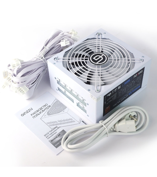 Блок питания Ginzzu MC800 14CM 80+Bronze Белый