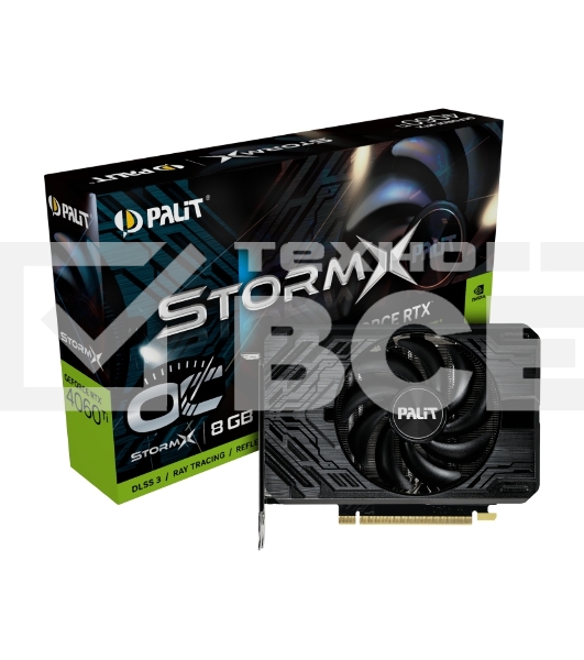 Видеокарта Palit RTX4060TI STORMX NVIDIA GeForce RTX 4060TI 8192Mb PCI-E 4.0 128 GDDR6 2535/9000 HDMIx1 DPx3 HDCP Ret