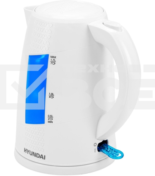 Чайник электрический Hyundai HYK-P2407 1.7л. 2200Вт белый/голубой (корпус: пластик)