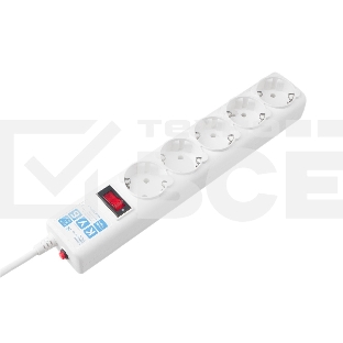 Фильтр-удлинитель, PC 0,5 м 5 р, бел. 10А, SPG-B-0,5M-WHITE