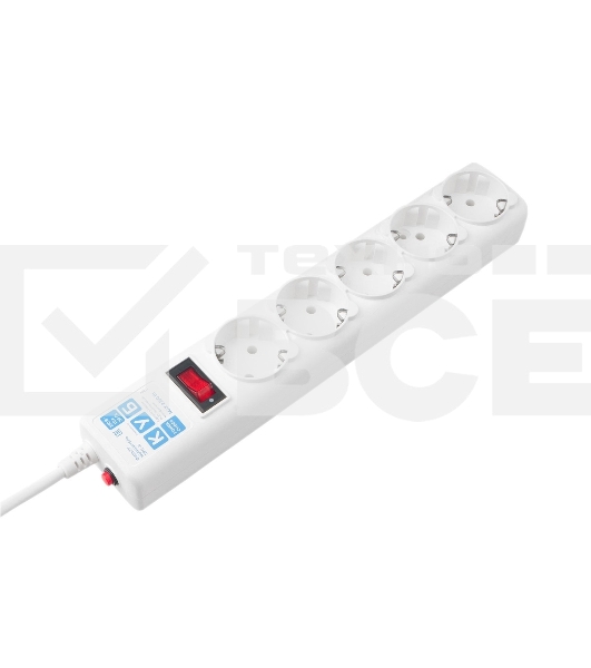 Фильтр-удлинитель, PC 0,5 м 5 р, бел. 10А, SPG-B-0,5M-WHITE