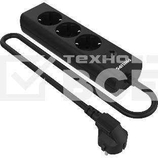 Сетевой фильтр Philips CHP2135BB/51, 3м, 3 розетки, черный