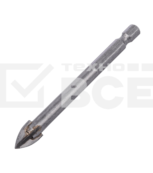 Сверло по керамической плитке Denzel 10 мм, крестовая пластина, 6-гр. хвостовик