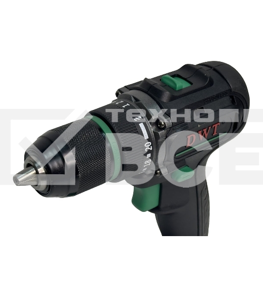 Дрель-шуруповерт аккумуляторная DWT ABSP-20 DNF-2 BMC /20В/до 2000 об.в мин/60 Нм/1-13 мм/бещеточный мотор/реверс/LED-подсветка/2 АКБ, 2 Ач/ЗУ/кейс/черный (ABSP-20 DNF-2 BMC)