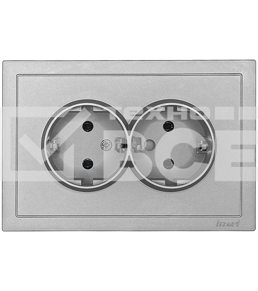 Розетка 2-мест. б/з СП ZIMA IP20 16А ПБТ безвинт. зажим серый матовый LEZARD 704-7400-128BQC