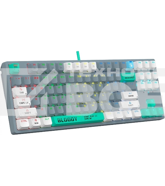 Клавиатура проводная A4Tech Bloody S87 Energy USB серый/зеленый