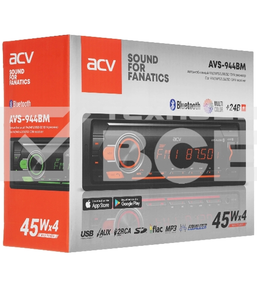 Автомагнитола ACV AVS-944BM, 1 DIN, Bluetooth, USB Type-A, AUX