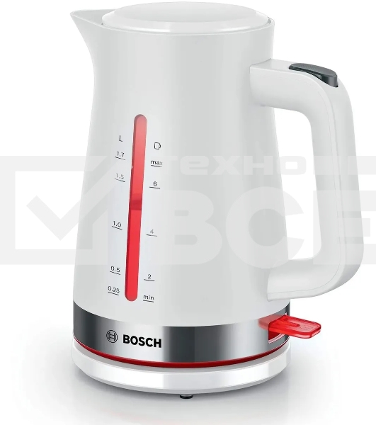Чайник электрический Bosch TWK4M221 1.7л. белый корпус: пластик