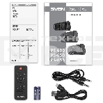 Мобильные колонки SVEN PS-655 2.0 черные (2x25W, mini Jack, USB Type-C, USB flash, Bluetooth, FM, micro SD, ПДУ, LED экран, 4400 мA, RGB подсветка), фото4