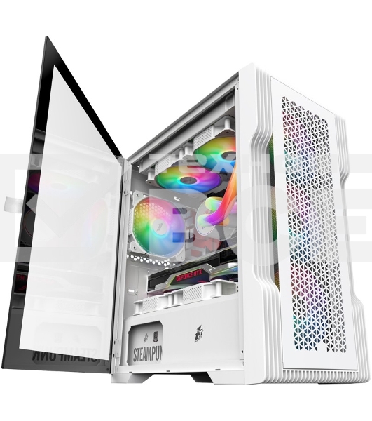 Компьютерный корпус 1STPLAYER TRILOBITE T3 White / mATX, TG / 4x 120mm LED fans inc. / T3-WH-4F1-W