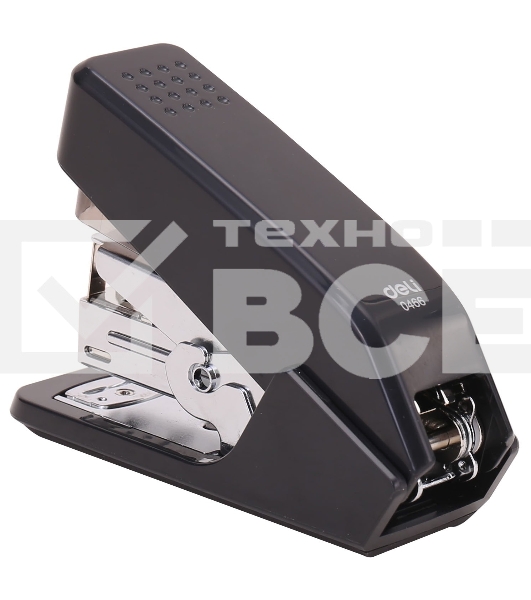 Степлер Deli E0466BLCK Pro 24/6 26/6 (30листов) встроенный антистеплер черный 50скоб закрытый