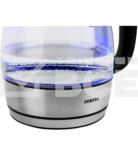 Чайник Centek CT-0018, 1.2л, 1600Вт, стекло, серебристый