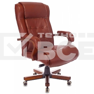 Кресло руководителя Бюрократ T-9926WALNUT светло-коричневый Leather Eichel, кожа, крестовина металл/дерево