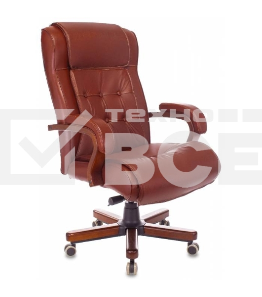 Кресло руководителя Бюрократ T-9926WALNUT светло-коричневый Leather Eichel, кожа, крестовина металл/дерево