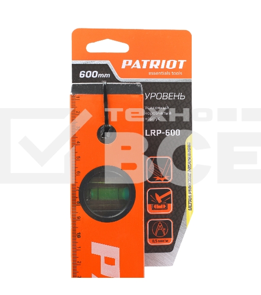 Уровень PATRIOT LRP-600, магнитный, алюминиевый фрезерованный, усиленный, 600мм