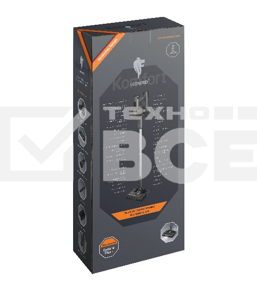 Пылесос вертикальный Leonord LE-1416 DC серый, питание от аккумулятора, 230 Вт, уборка суxая/влажная, пылесборник 0.5 л