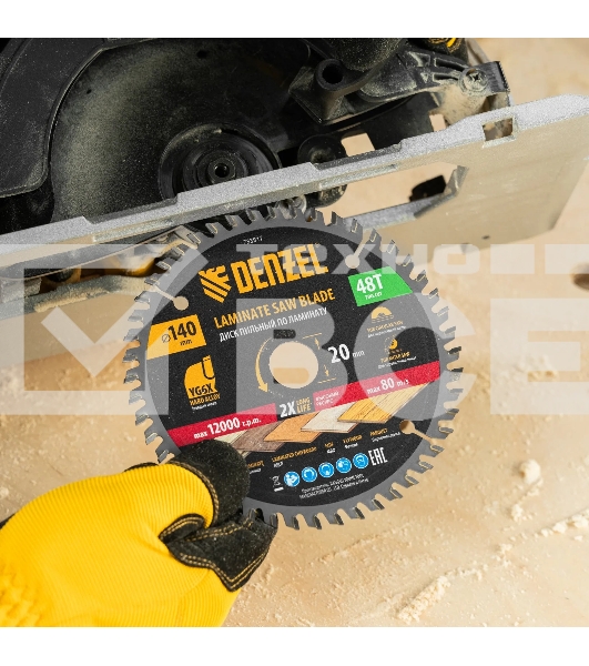 Пильный диск по ламинату Denzel ф140 х 20 мм, 48 зубьев 733817