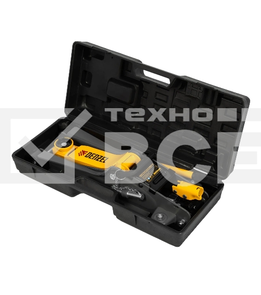 Домкрат гидравлический подкатной с фиксатором Denzel 2,5 т,85-385 мм, в пласт. кейсе