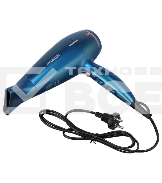 Фен Hyundai H-HDI0757 синий, 2200 Вт, ионизация